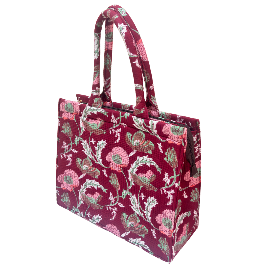 Quilted Laptop Tote Bag with Complementary Pouch