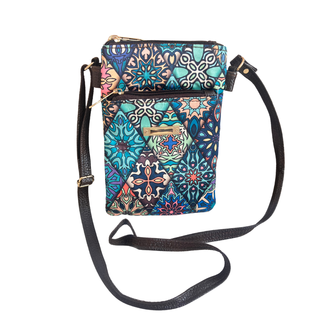 The Blue Multiple Partition Mobile Crossbody Sling Bag