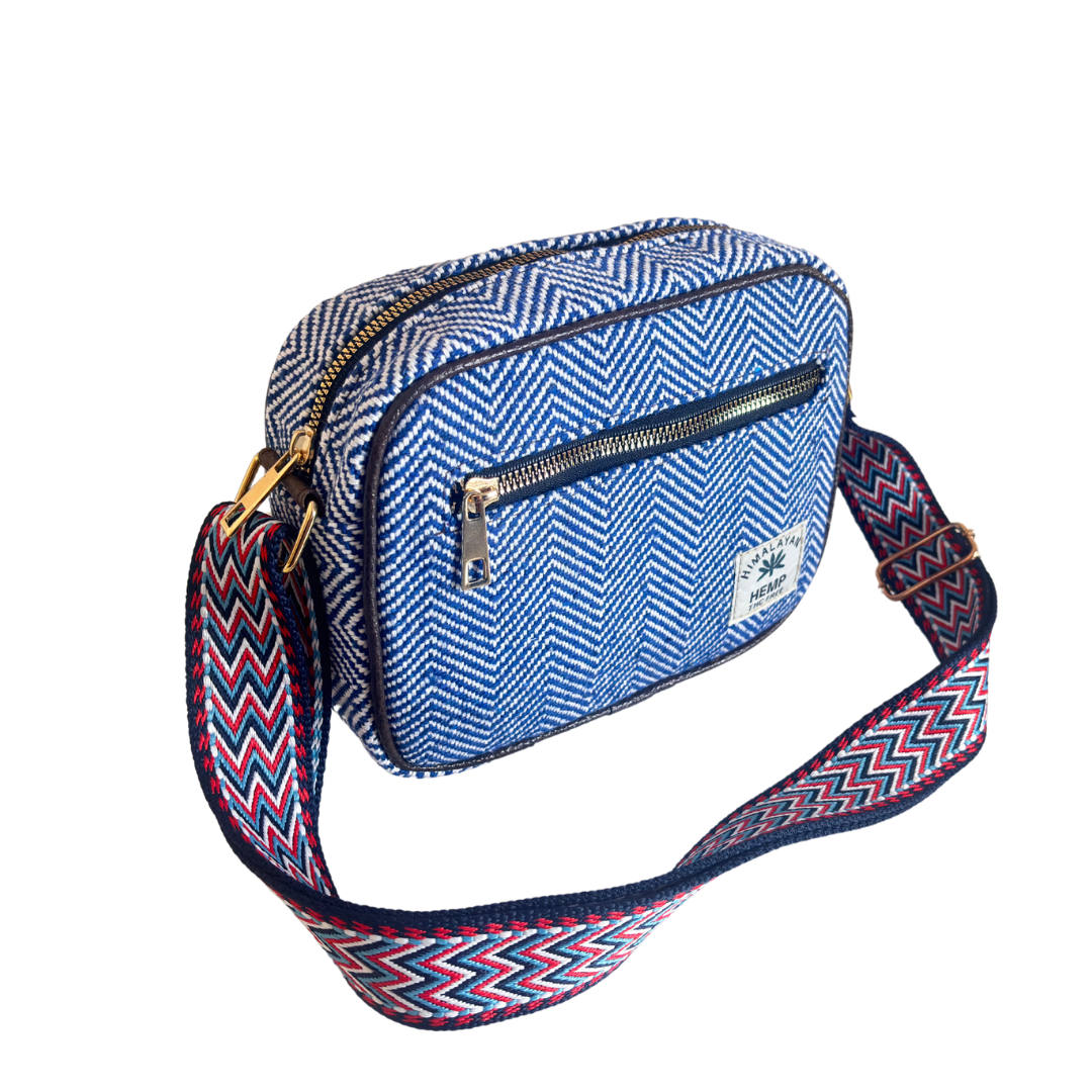 The RajPadmini Planet-Friendly Blue Hemp Adventure Sling Bag