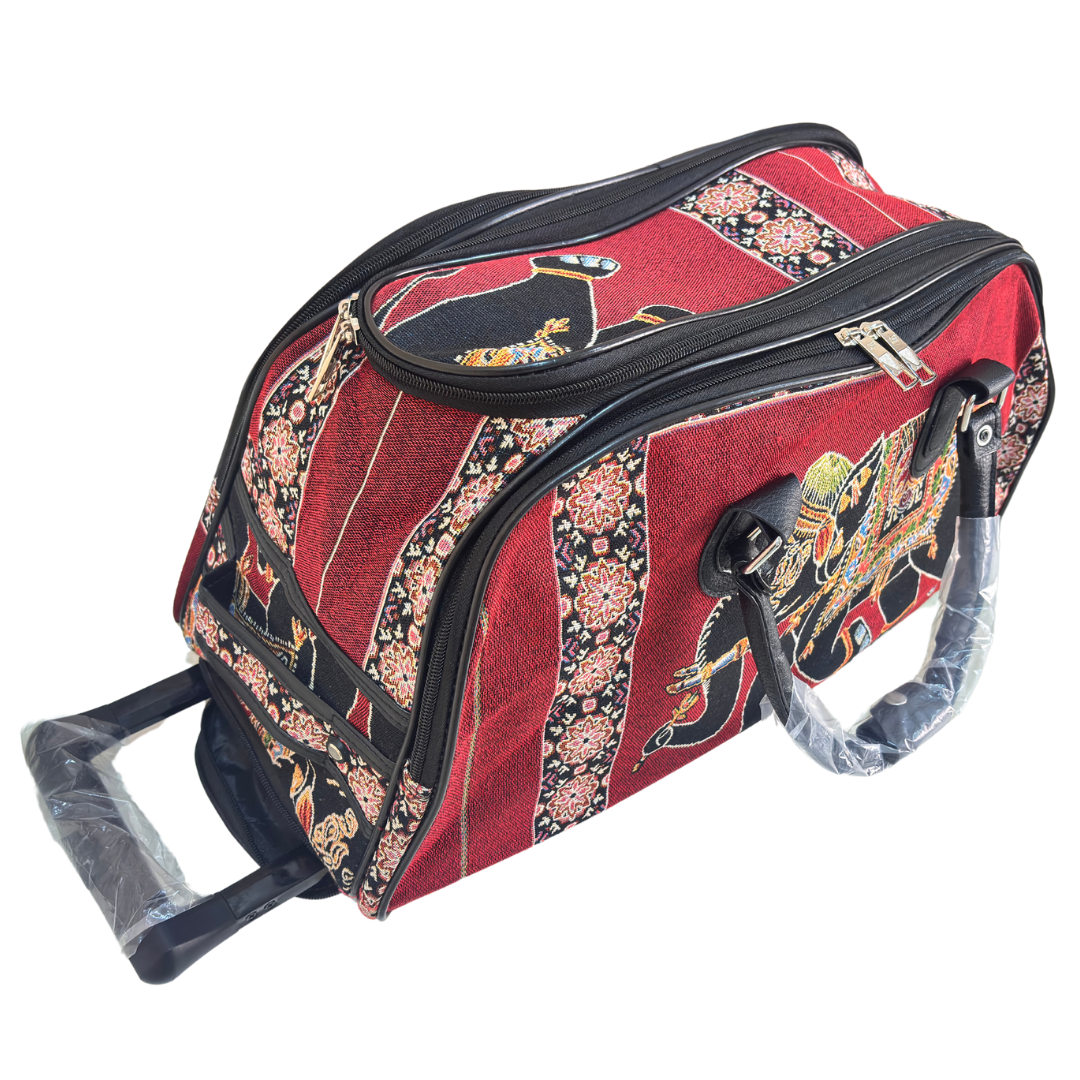Fully Waterproof Elephant Printed Travel Duffle Trolley Bag - The House of RajPadmini