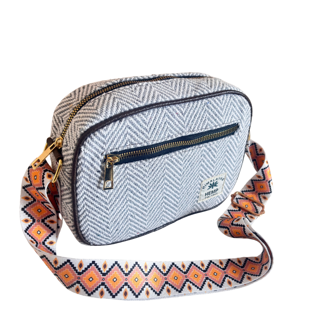 The RajPadmini Planet-Friendly Gray Hemp Adventure Sling Bag
