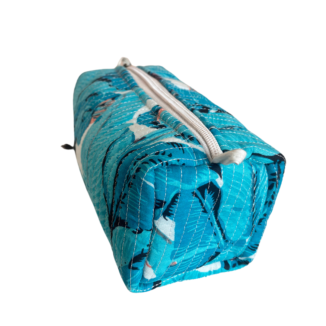 Premium Waterproof Green Quilted Cotton Multi Purpose Pouch for Men & Women | Cosmetic Makeup Medicine Toiletry Travel Organizer Pouch - The House of RajPadmini