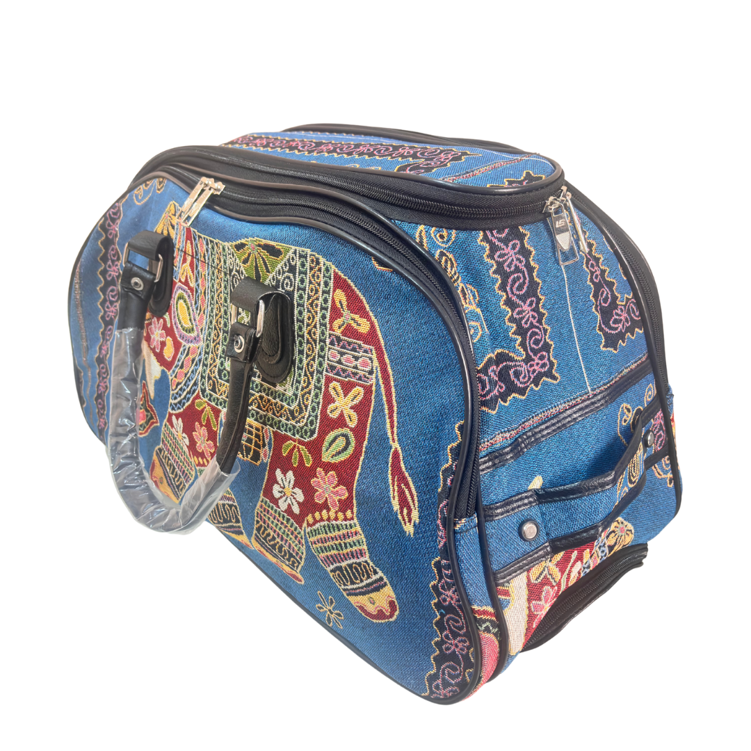 Fully Waterproof Elephant Printed Travel Duffle Trolley Bag