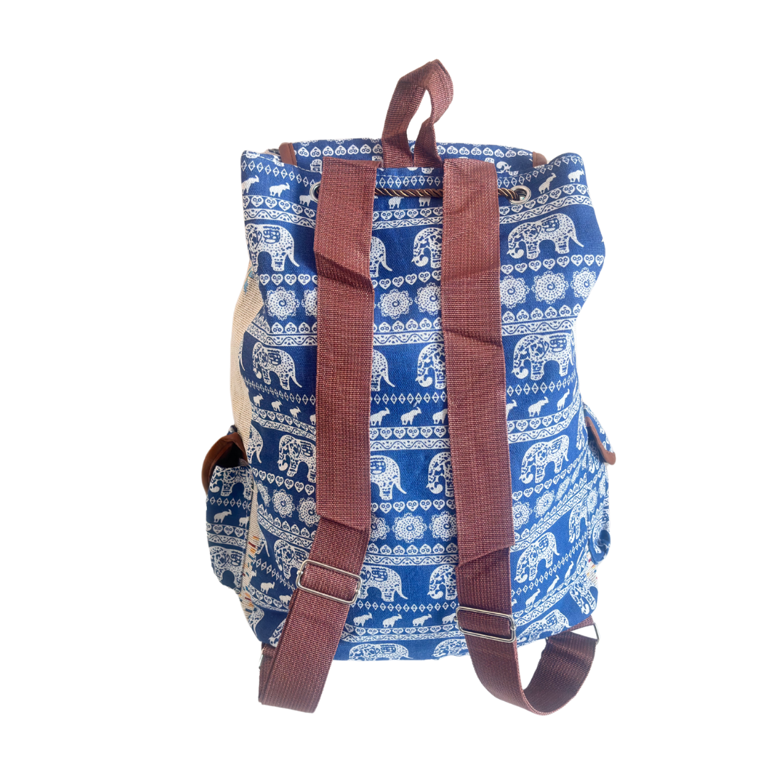 Trekking Paradise Edition: Canvas Elephant Football Print Drawstring Backpack