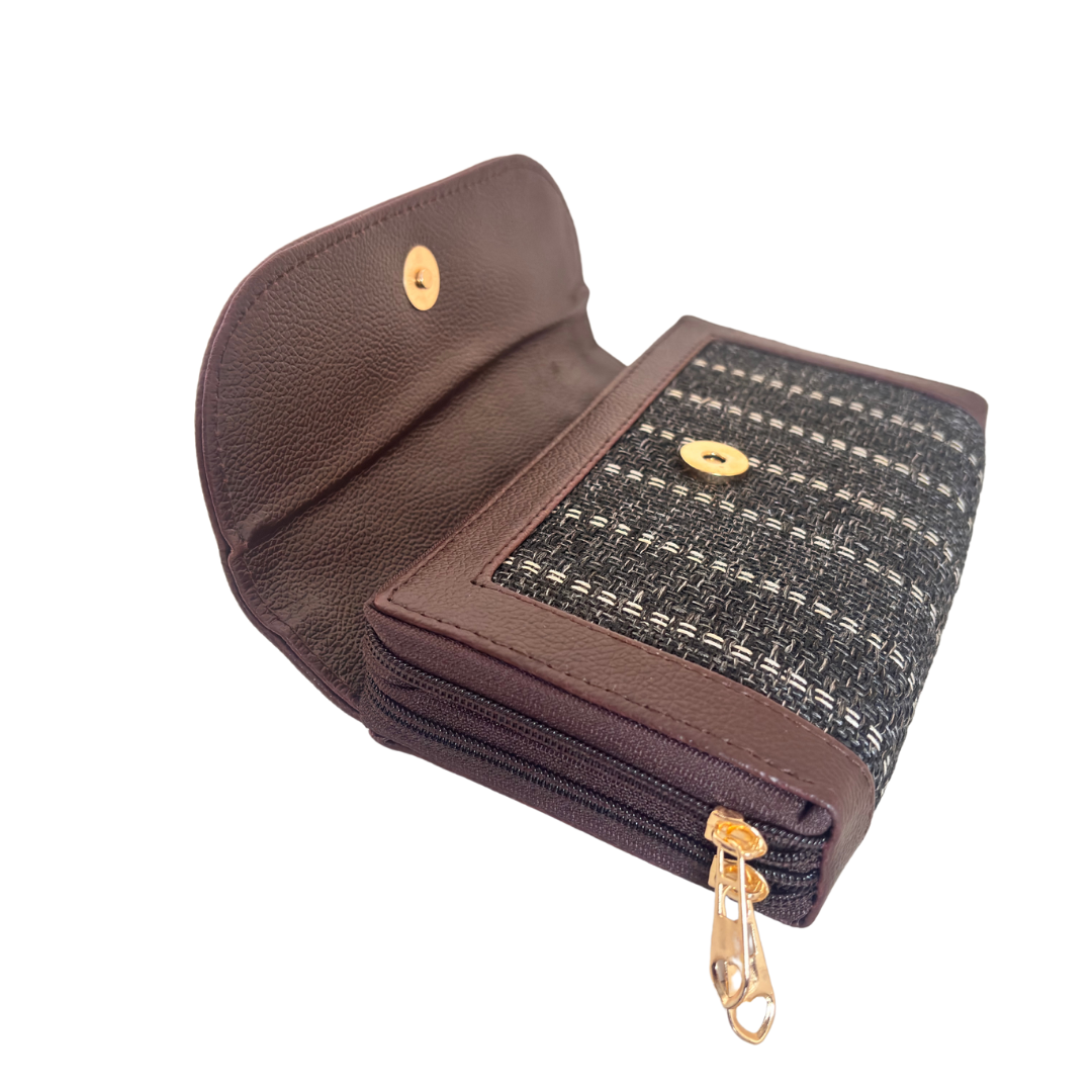 The Hamsafar Edition:- Women's Ethnic Jute Fabric Wallet with Double Partition