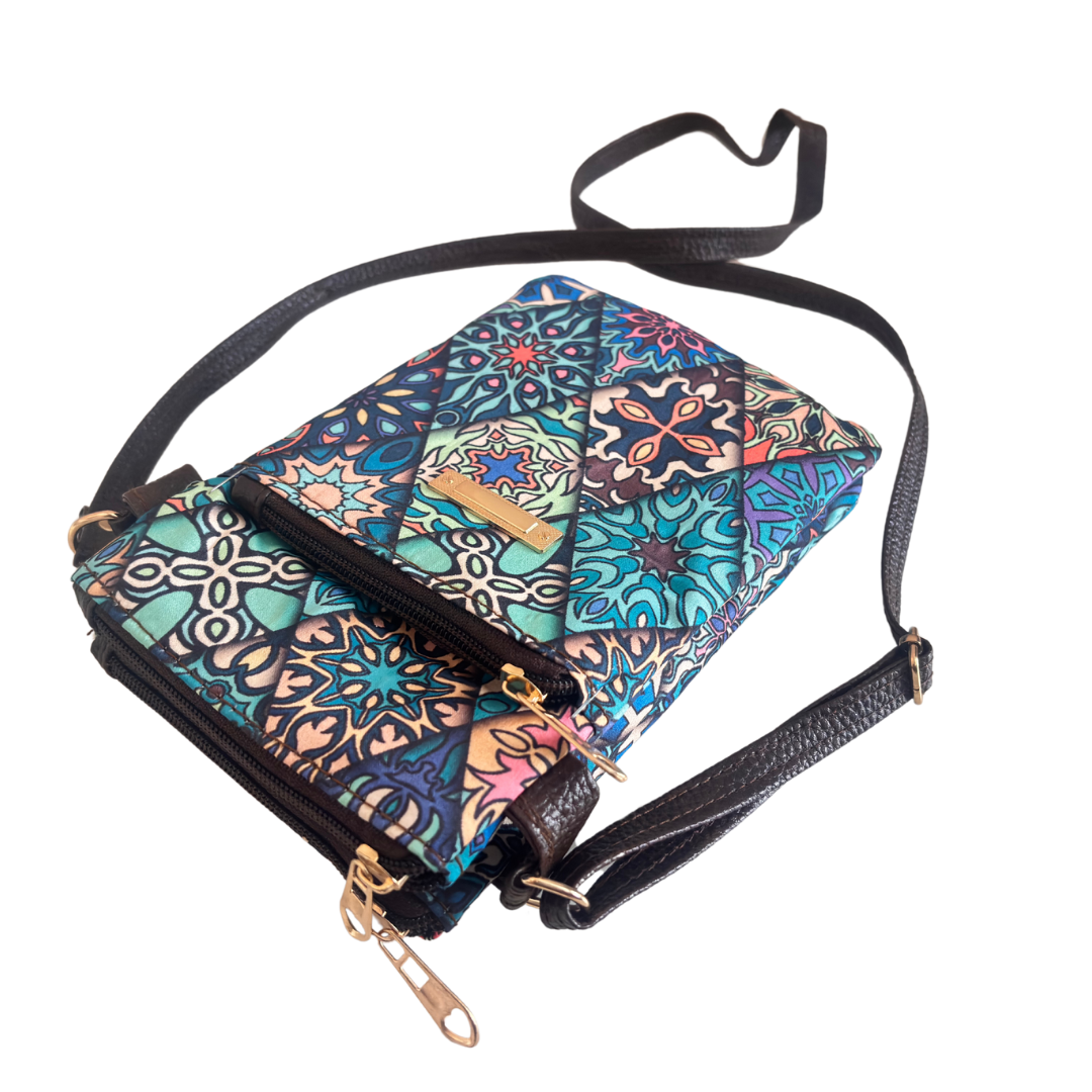 The Blue Multiple Partition Mobile Crossbody Sling Bag