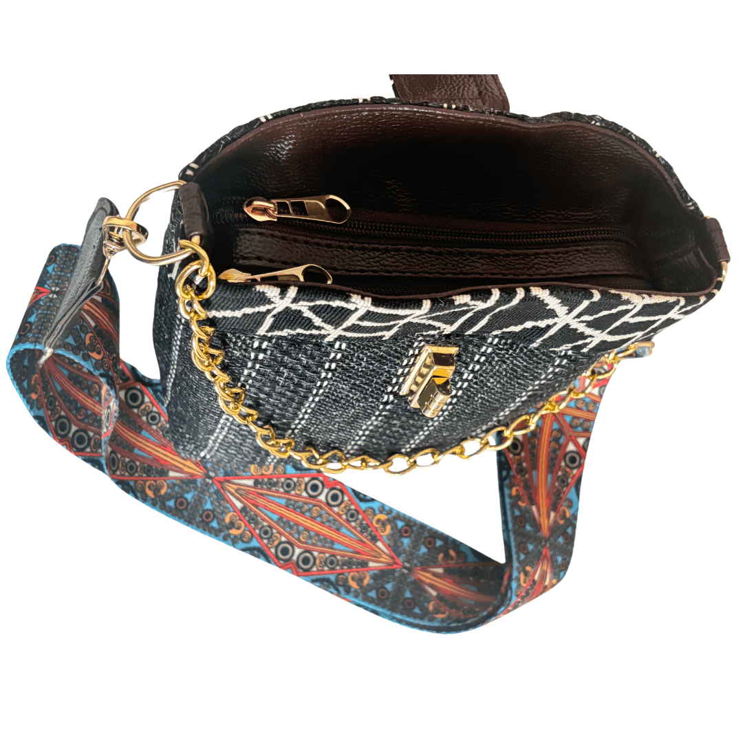 The Maharani Edition:- Women's Black Jute Sling Bag - The House of RajPadmini