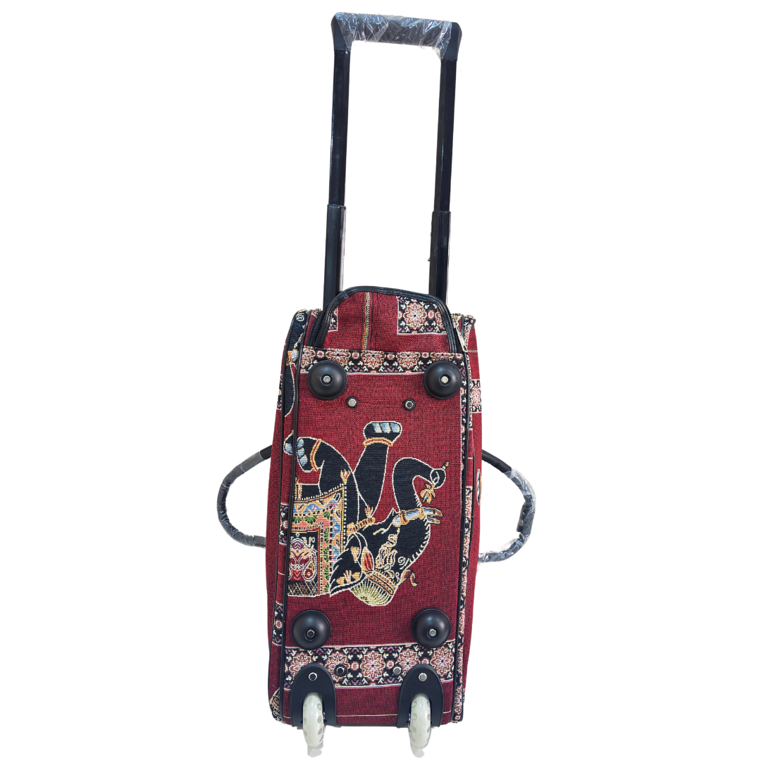 Fully Waterproof Elephant Printed Travel Duffle Trolley Bag - The House of RajPadmini