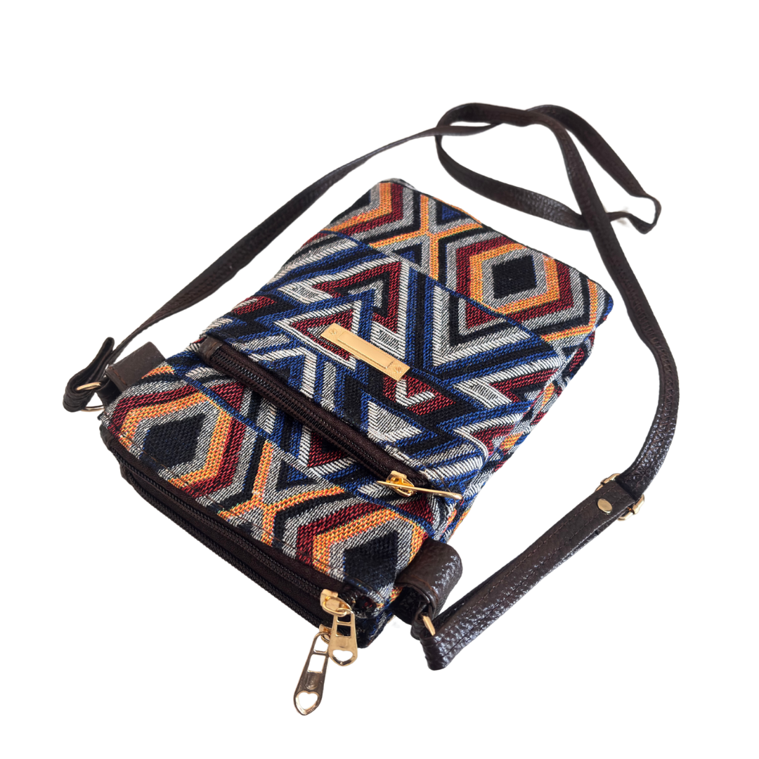 The Rugged Multicolor Multiple Partition Mobile Crossbody Sling Bag