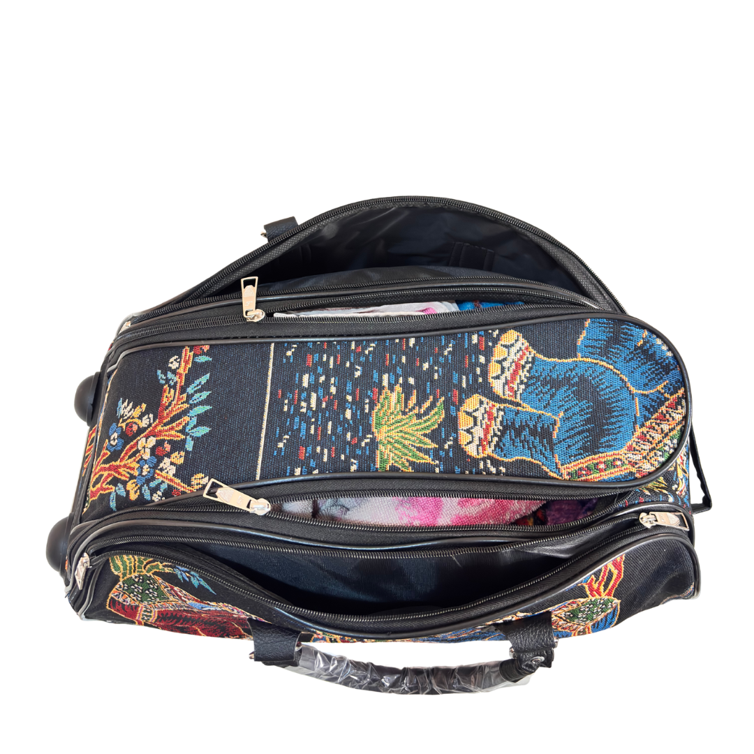 Fully Waterproof Elephant Printed Travel Duffle Trolley Bag