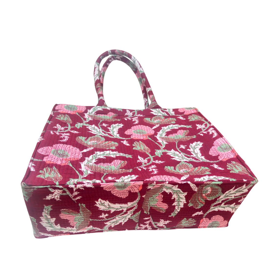 Quilted Laptop Tote Bag with Complementary Pouch