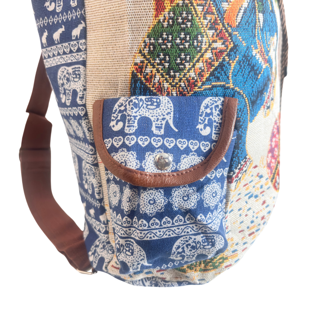 Trekking Paradise Edition: Canvas Elephant Football Print Drawstring Backpack