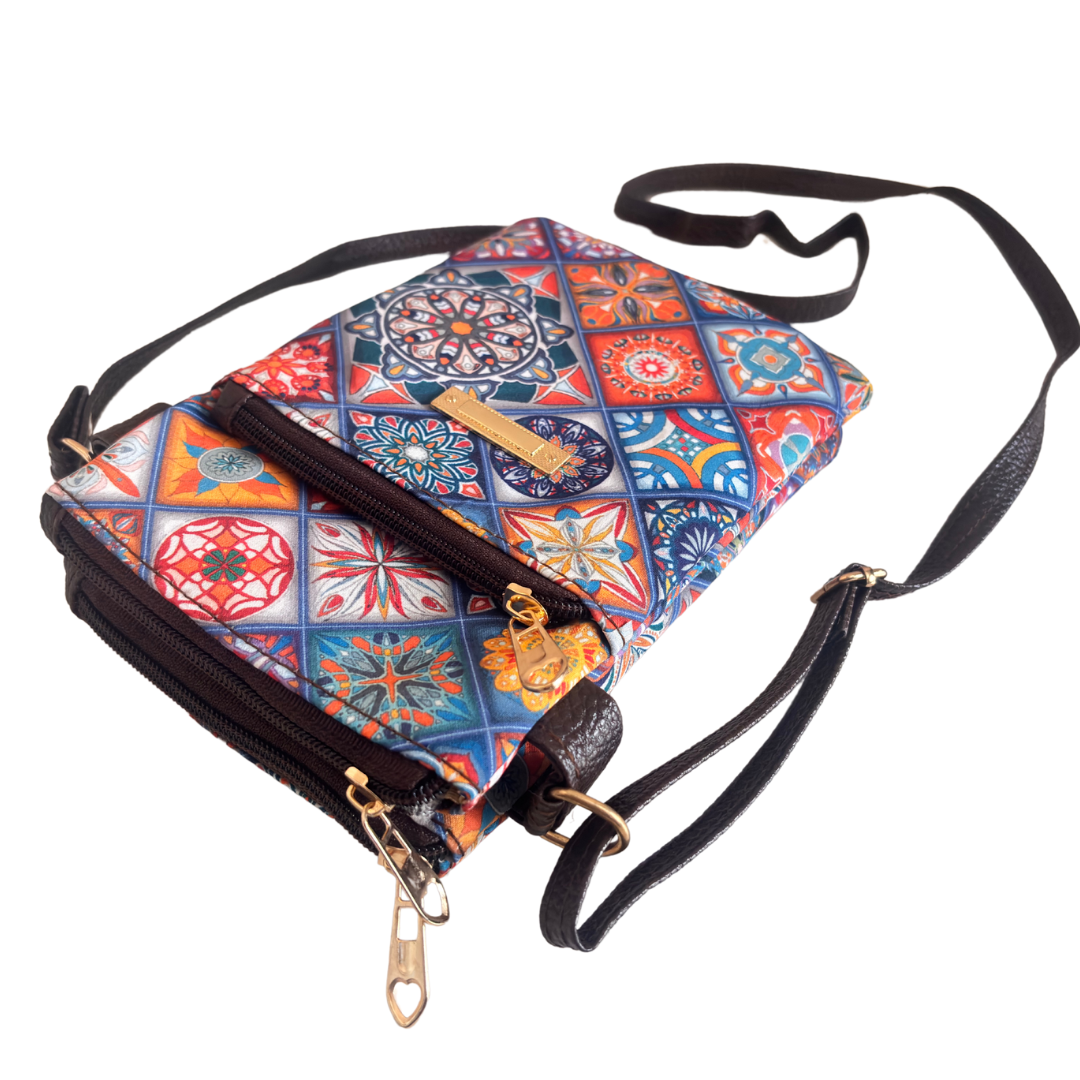 The Multicolor Multiple Partition Mobile Crossbody Sling Bag