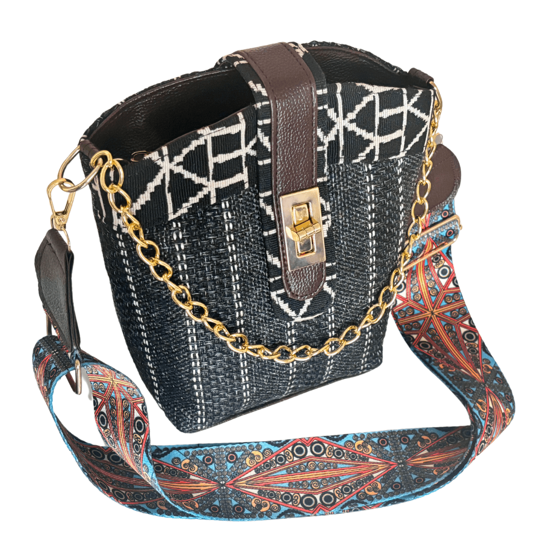 The Maharani Edition:- Women's Black Jute Sling Bag - The House of RajPadmini