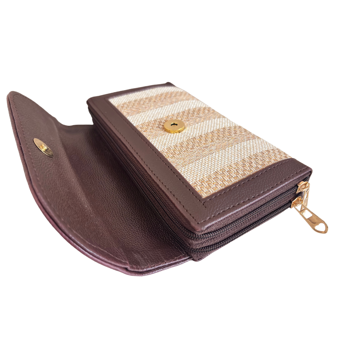 The Hamsafar Edition:- Women's Ethnic Jute Fabric Wallet with Double Partition