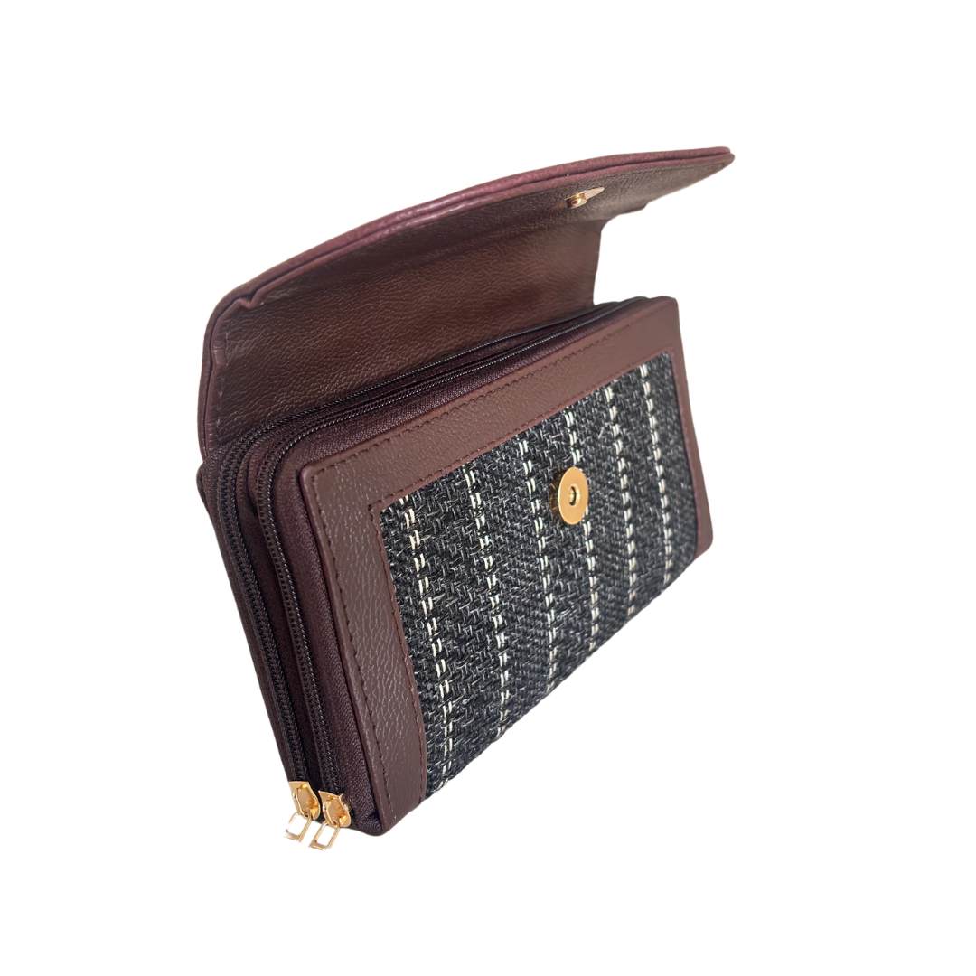 The Hamsafar Edition:- Women's Ethnic Jute Fabric Wallet with Double Partition