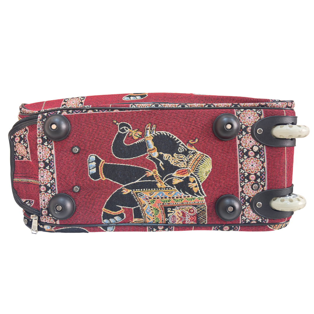 Fully Waterproof Elephant Printed Travel Duffle Trolley Bag - The House of RajPadmini