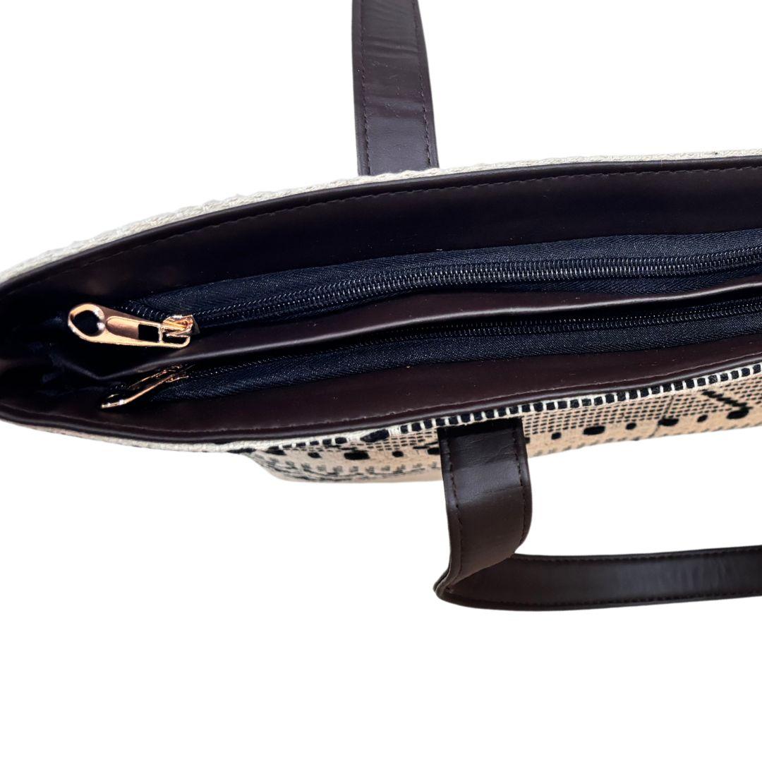 Handcrafted Black & White Tote Bag - The House of RajPadmini