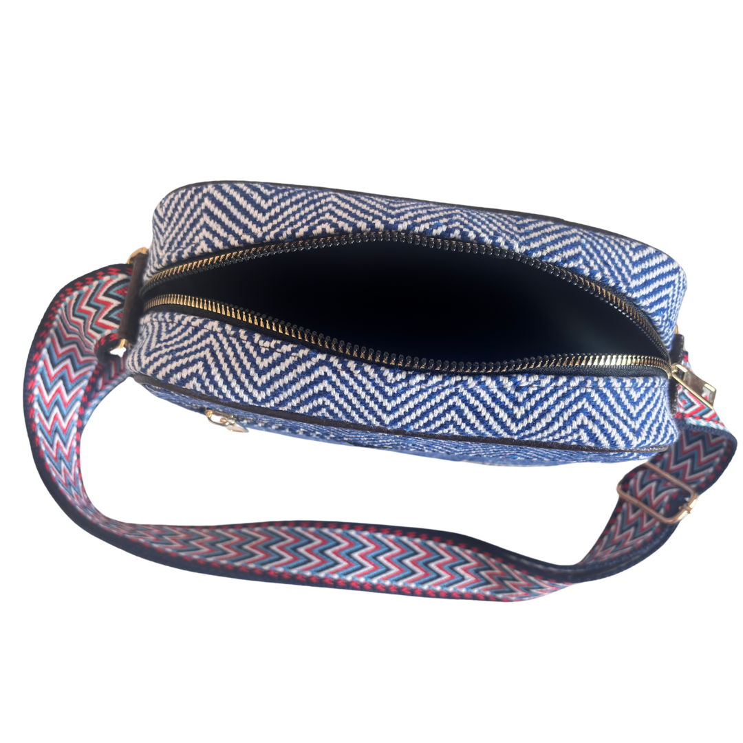 The RajPadmini Planet-Friendly Blue Hemp Adventure Sling Bag