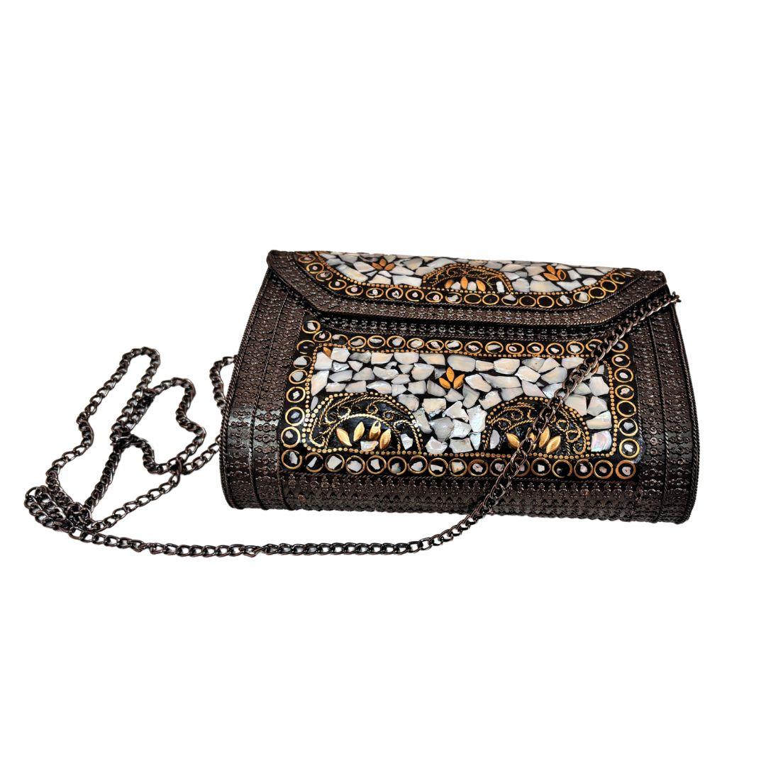 Premium Handcrafted Stone Metal Box Clutch - The House of RajPadmini
