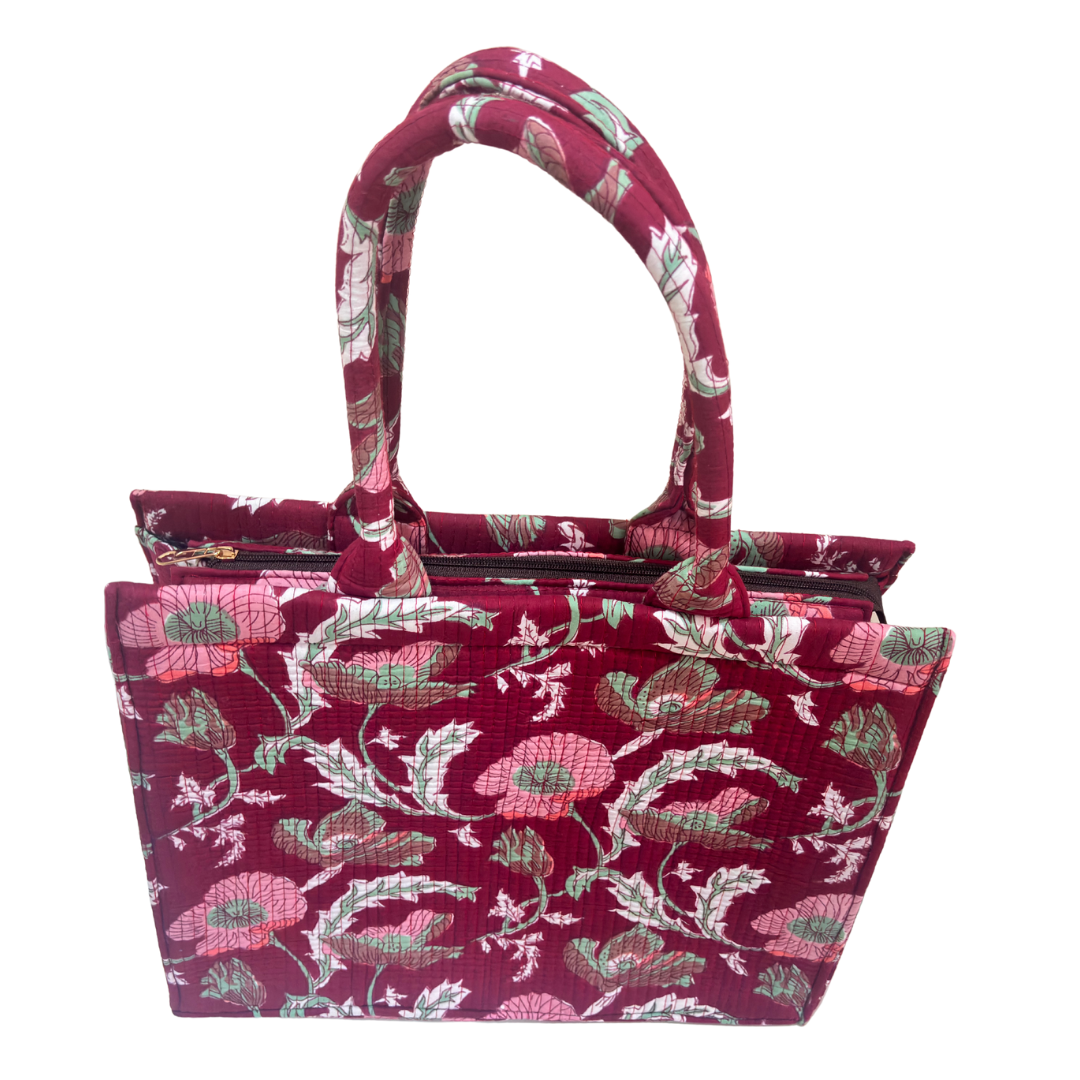 Quilted Laptop Tote Bag with Complementary Pouch