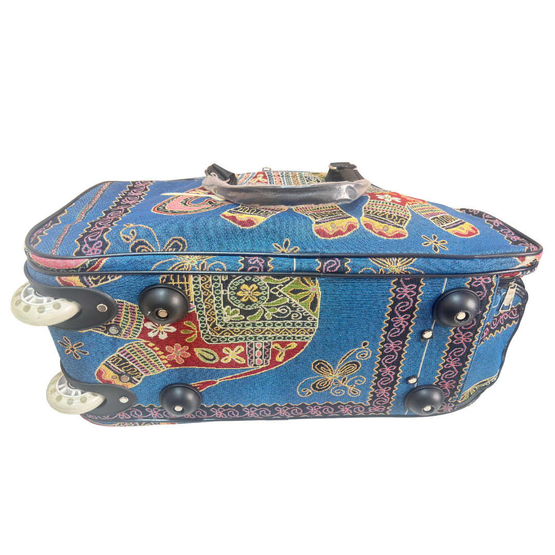 Fully Waterproof Elephant Printed Travel Duffle Trolley Bag