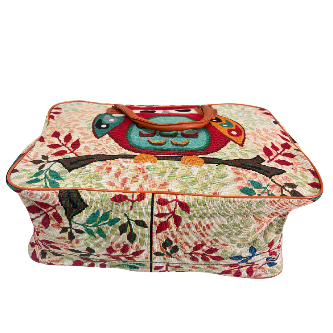 Off-White Single Owl Print Washable Duffle Bag