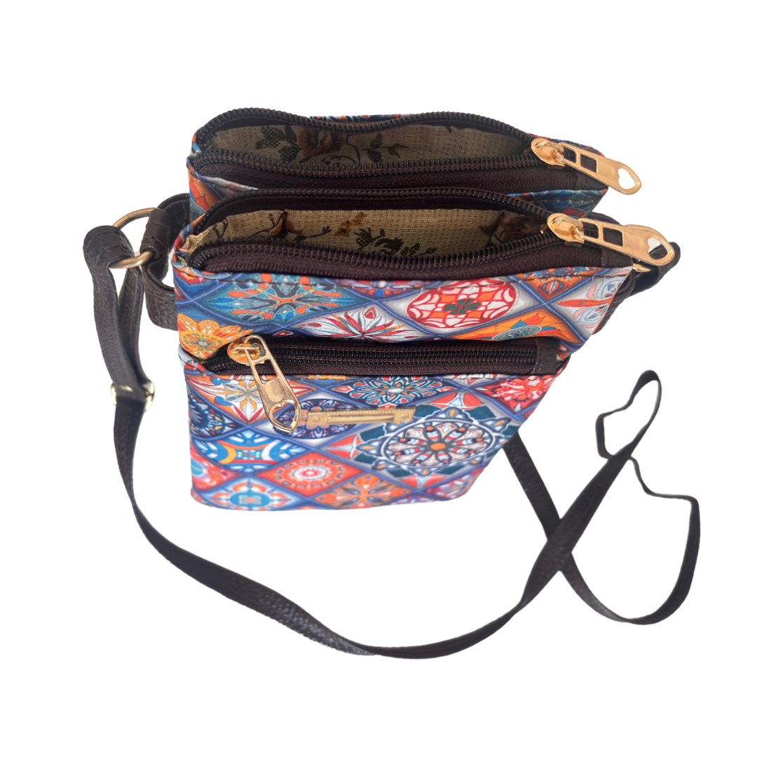 The Multicolor Multiple Partition Mobile Crossbody Sling Bag