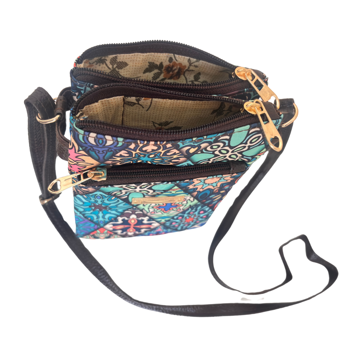 The Blue Multiple Partition Mobile Crossbody Sling Bag