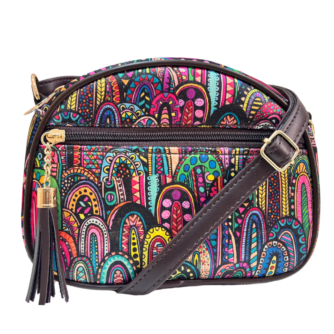 The Saheli Edition:- Women's Rajasthani Print Crescent Moon Sling Bag - The House of RajPadmini