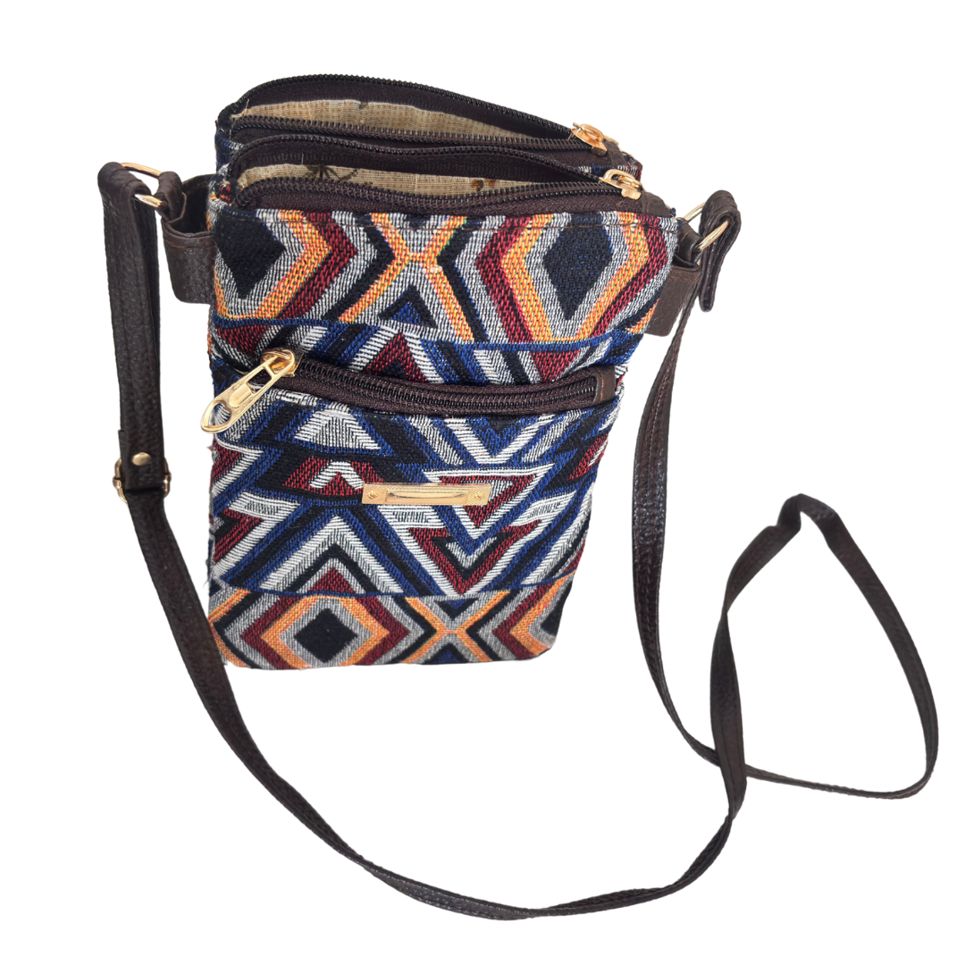 The Rugged Multicolor Multiple Partition Mobile Crossbody Sling Bag