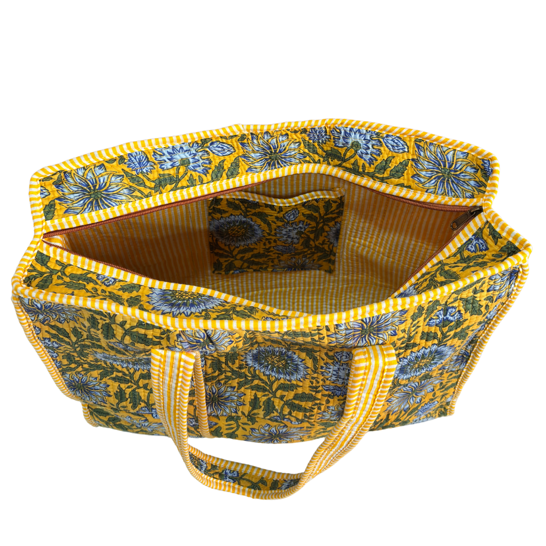 4-in-1 Festive Gifting COMBO : Premium Quilted Tote Bag + 3 Waterproof Pouches = Your Complete Organization Solution!