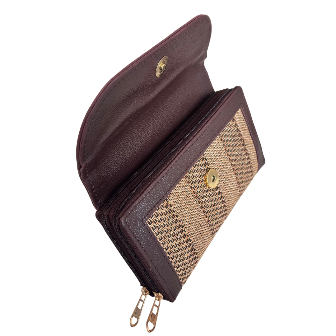 The Hamsafar Edition:- Women's Ethnic Jute Fabric Wallet with Double Partition