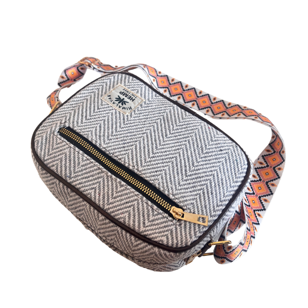 The RajPadmini Planet-Friendly Gray Hemp Adventure Sling Bag