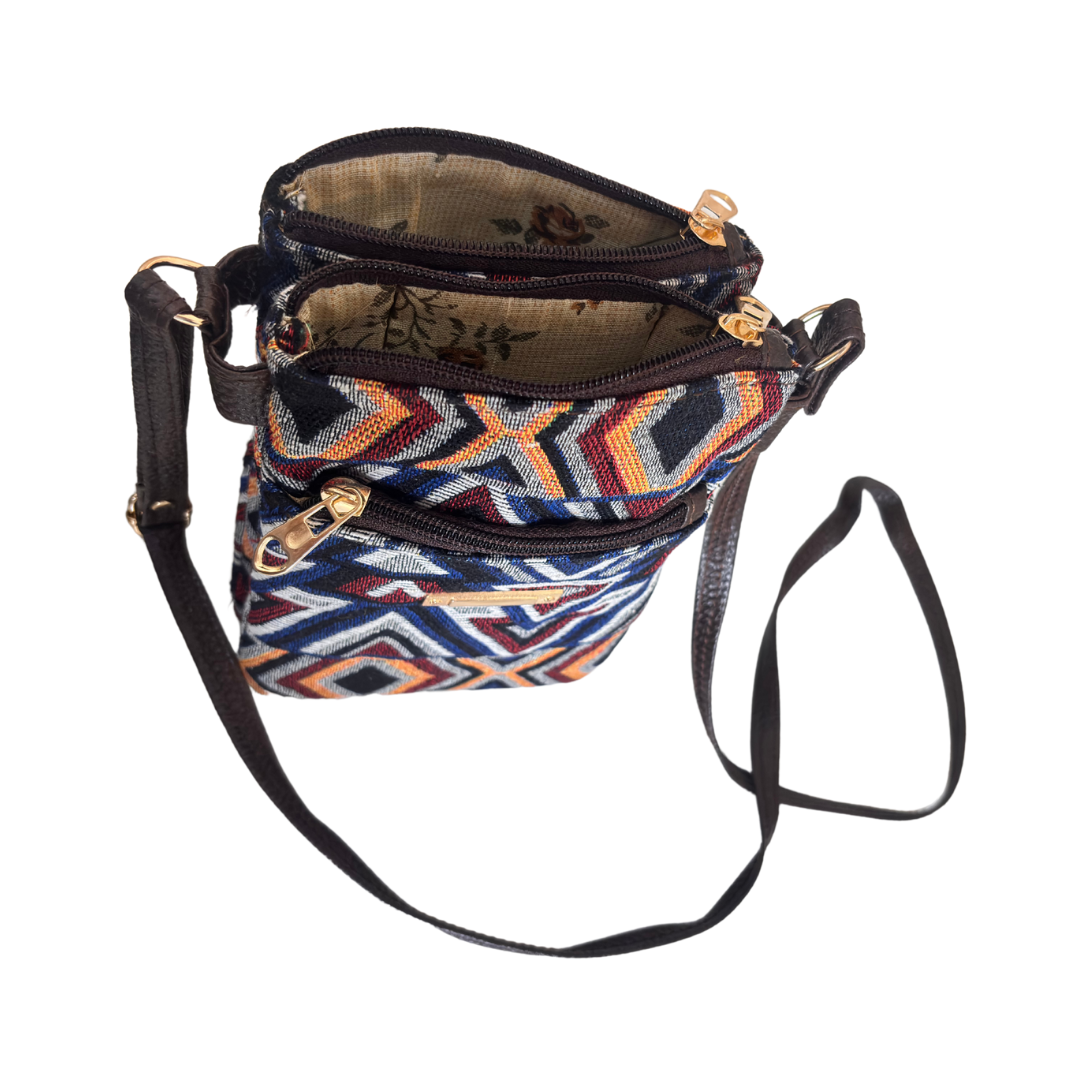 The Rugged Multicolor Multiple Partition Mobile Crossbody Sling Bag