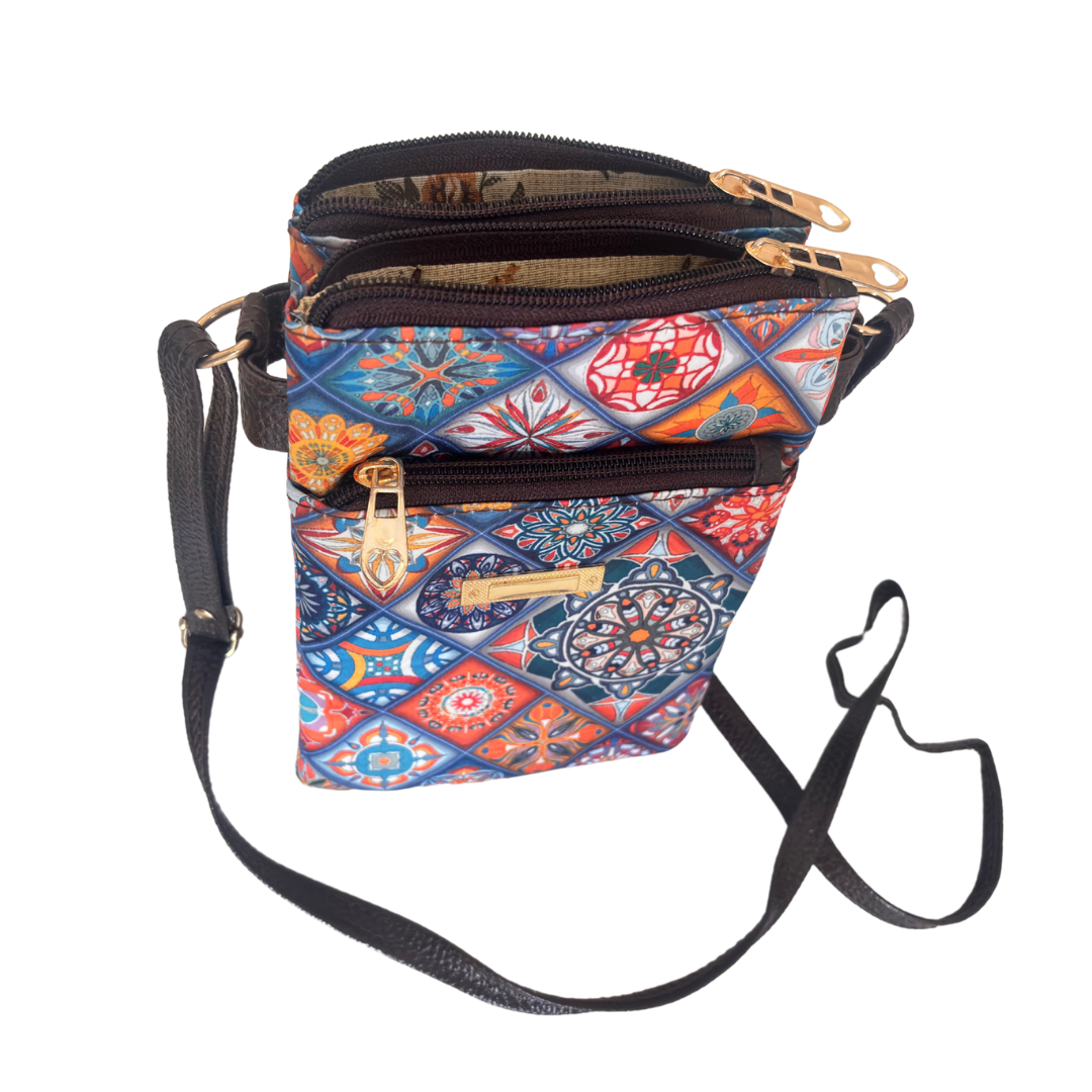 The Multicolor Multiple Partition Mobile Crossbody Sling Bag