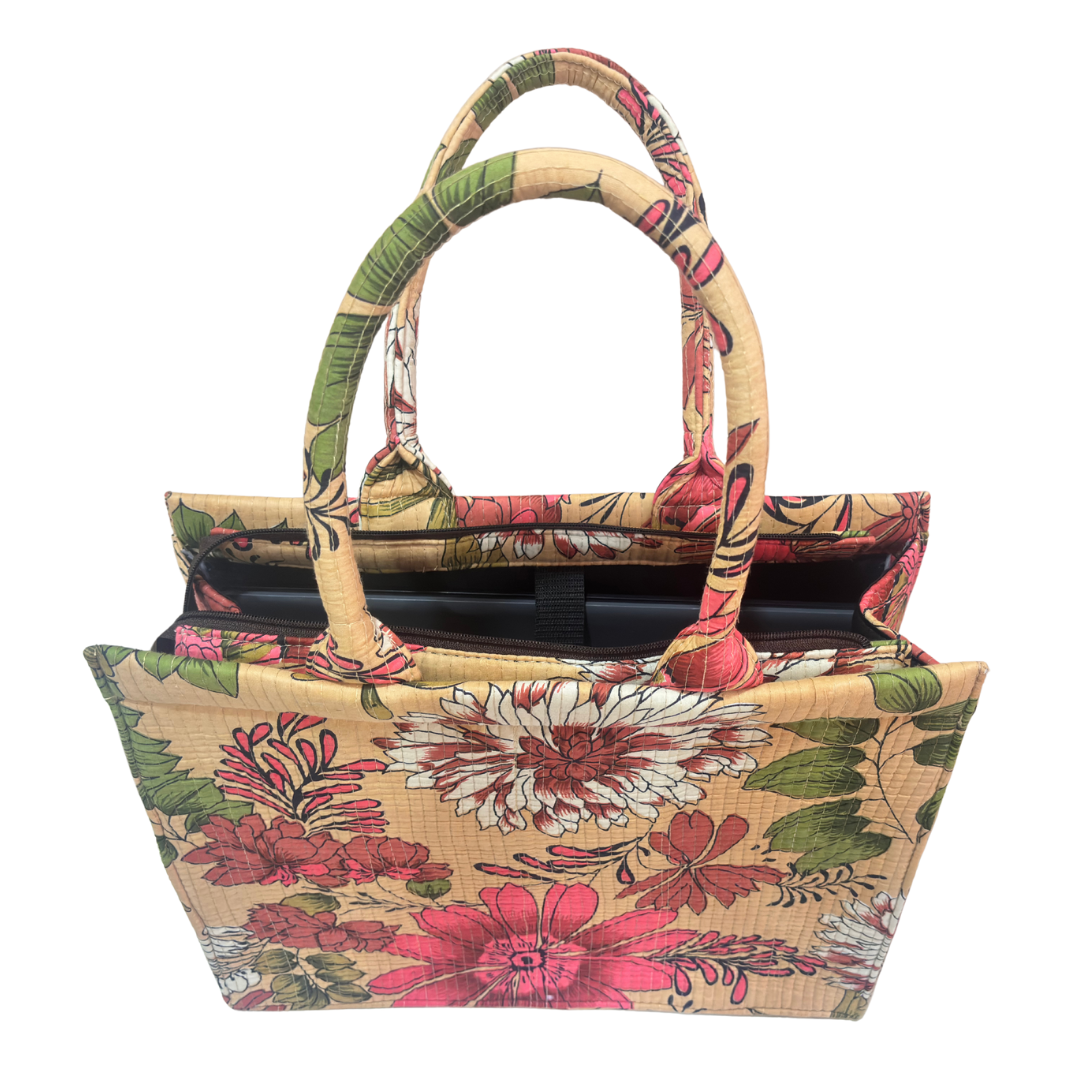 Quilted Laptop Tote Bag with Complementary Pouch