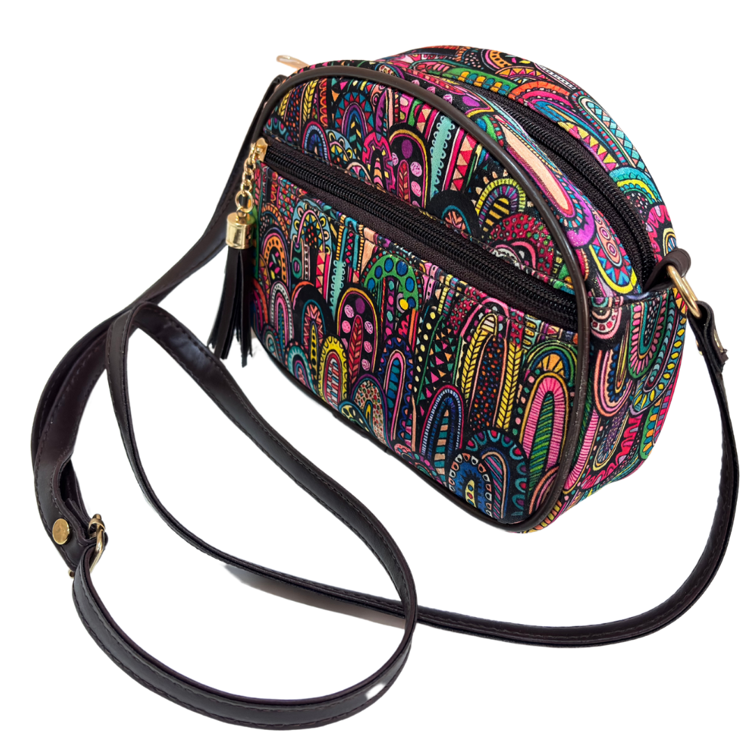 The Saheli Edition:- Women's Rajasthani Print Crescent Moon Sling Bag - The House of RajPadmini