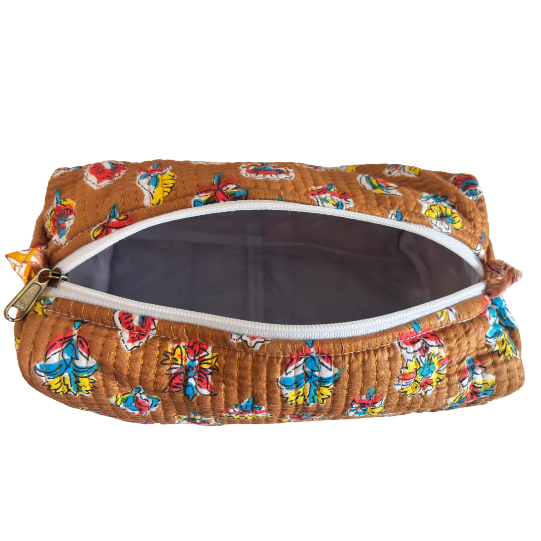 The Alfred Edition Travel Accessory:- Premium Handcrafted Waterproof Quilted Cotton Beauty/Travel Organizer Bag for Men & Women