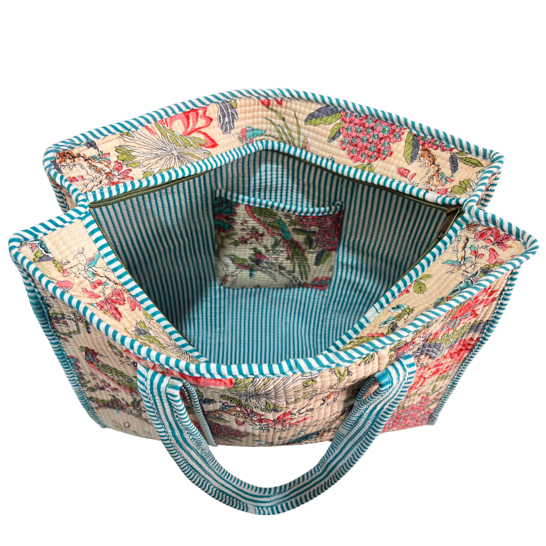 4-in-1 Festive Gifting COMBO : Premium Quilted Tote Bag + 3 Waterproof Pouches = Your Complete Organization Solution!
