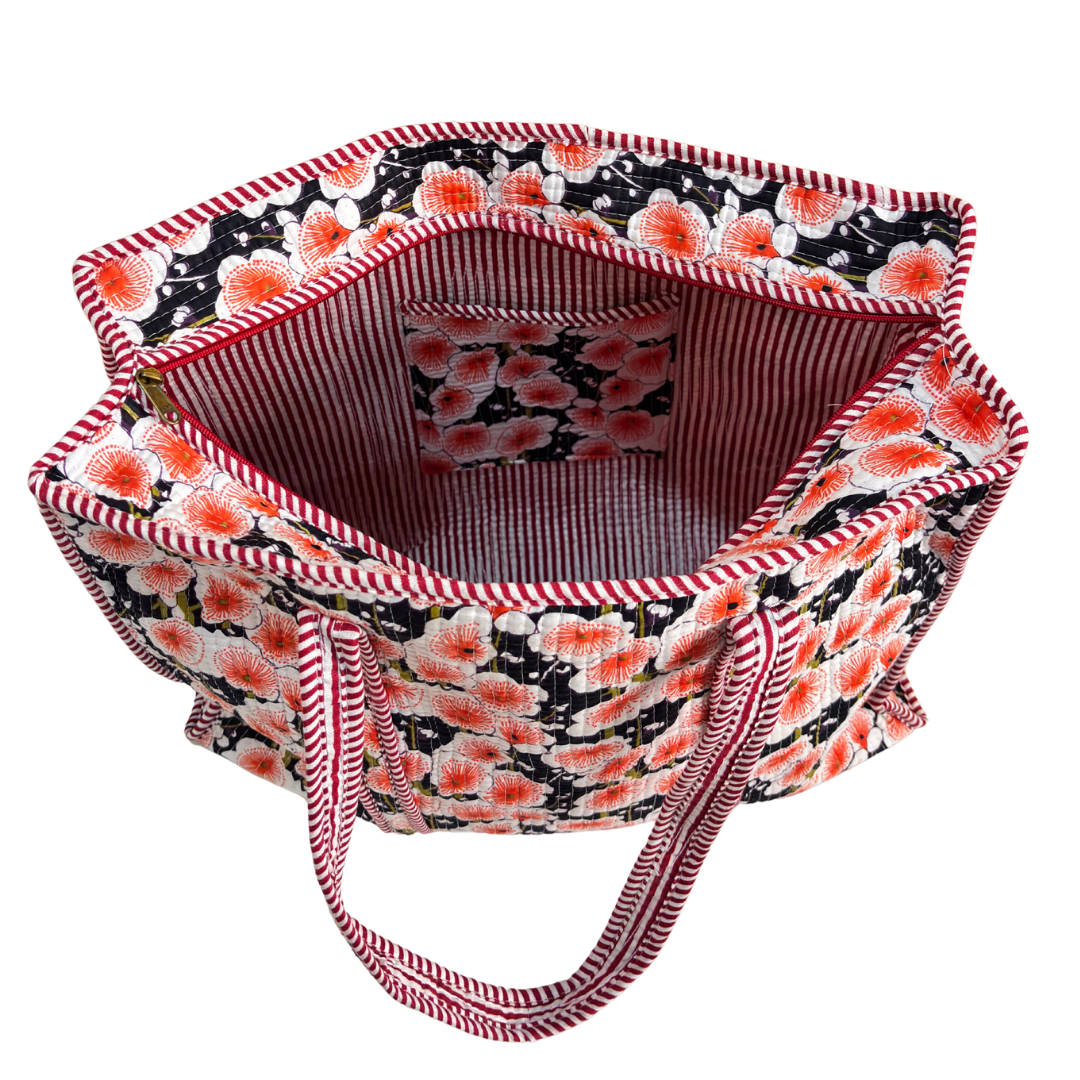 4-in-1 Festive Gifting COMBO : Premium Quilted Tote Bag + 3 Waterproof Pouches = Your Complete Organization Solution!