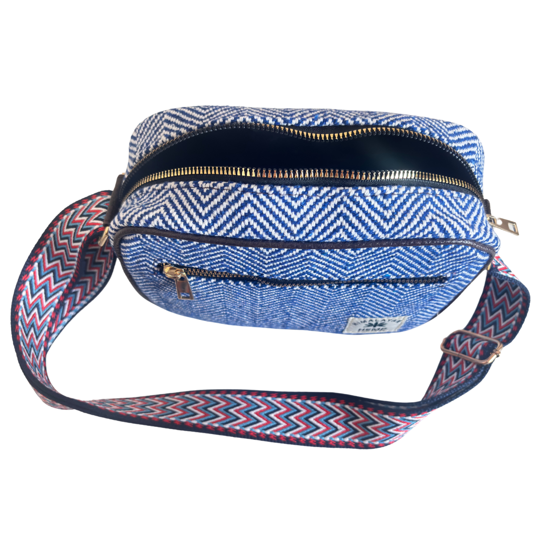 The RajPadmini Planet-Friendly Blue Hemp Adventure Sling Bag