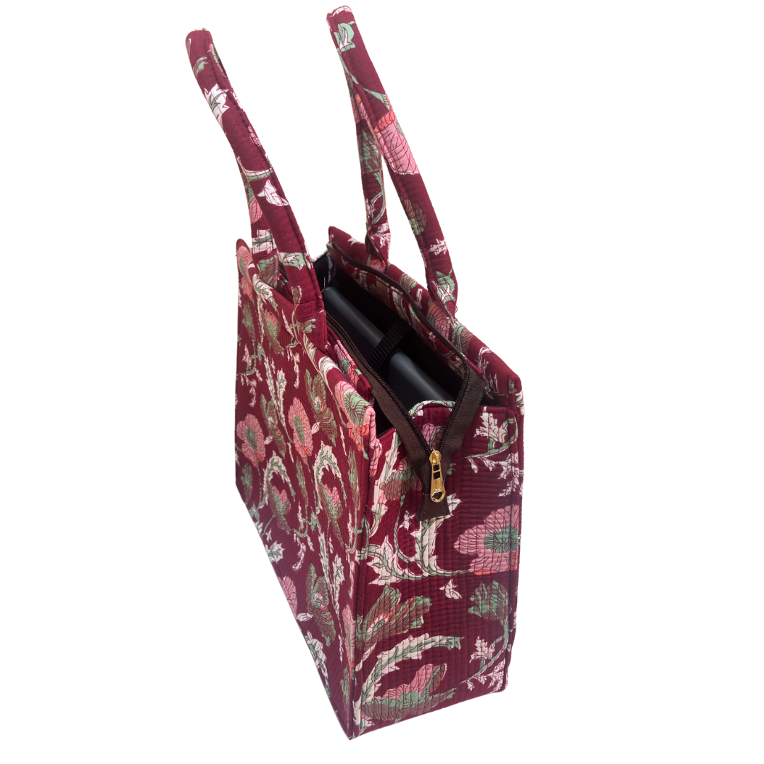 Quilted Laptop Tote Bag with Complementary Pouch