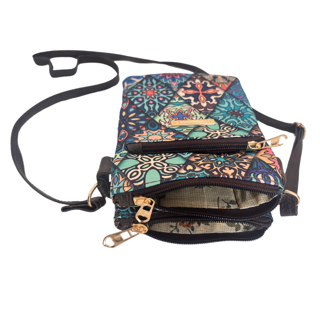 The Blue Multiple Partition Mobile Crossbody Sling Bag
