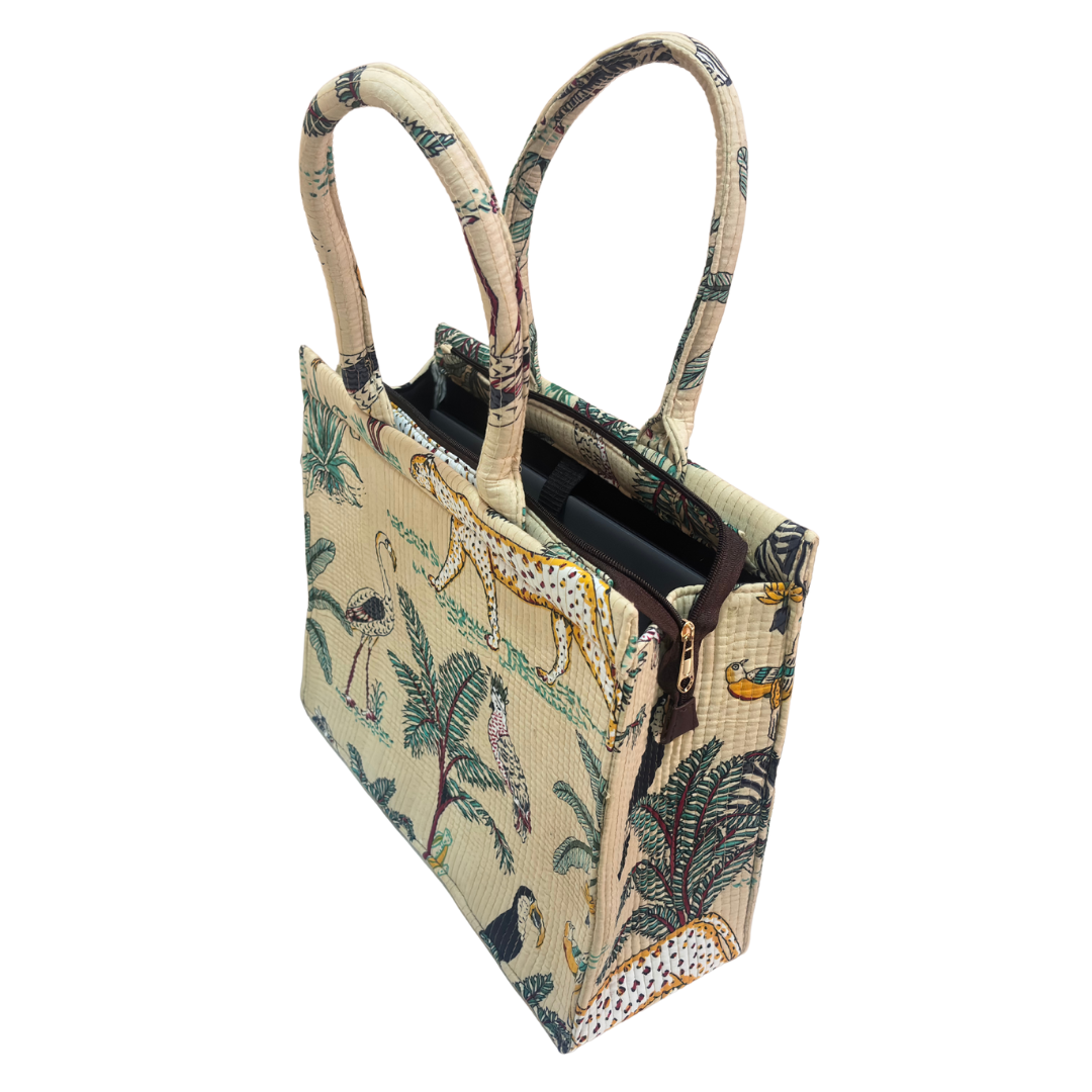 Quilted Laptop Tote Bag with Complementary Pouch