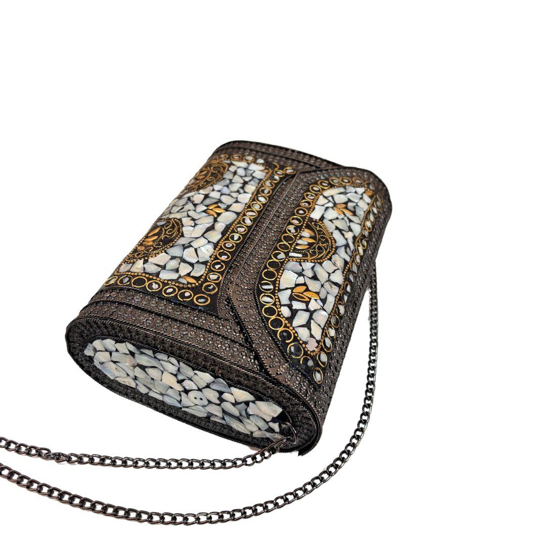 Premium Handcrafted Stone Metal Box Clutch - The House of RajPadmini