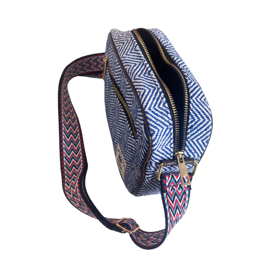 The RajPadmini Planet-Friendly Blue Hemp Adventure Sling Bag