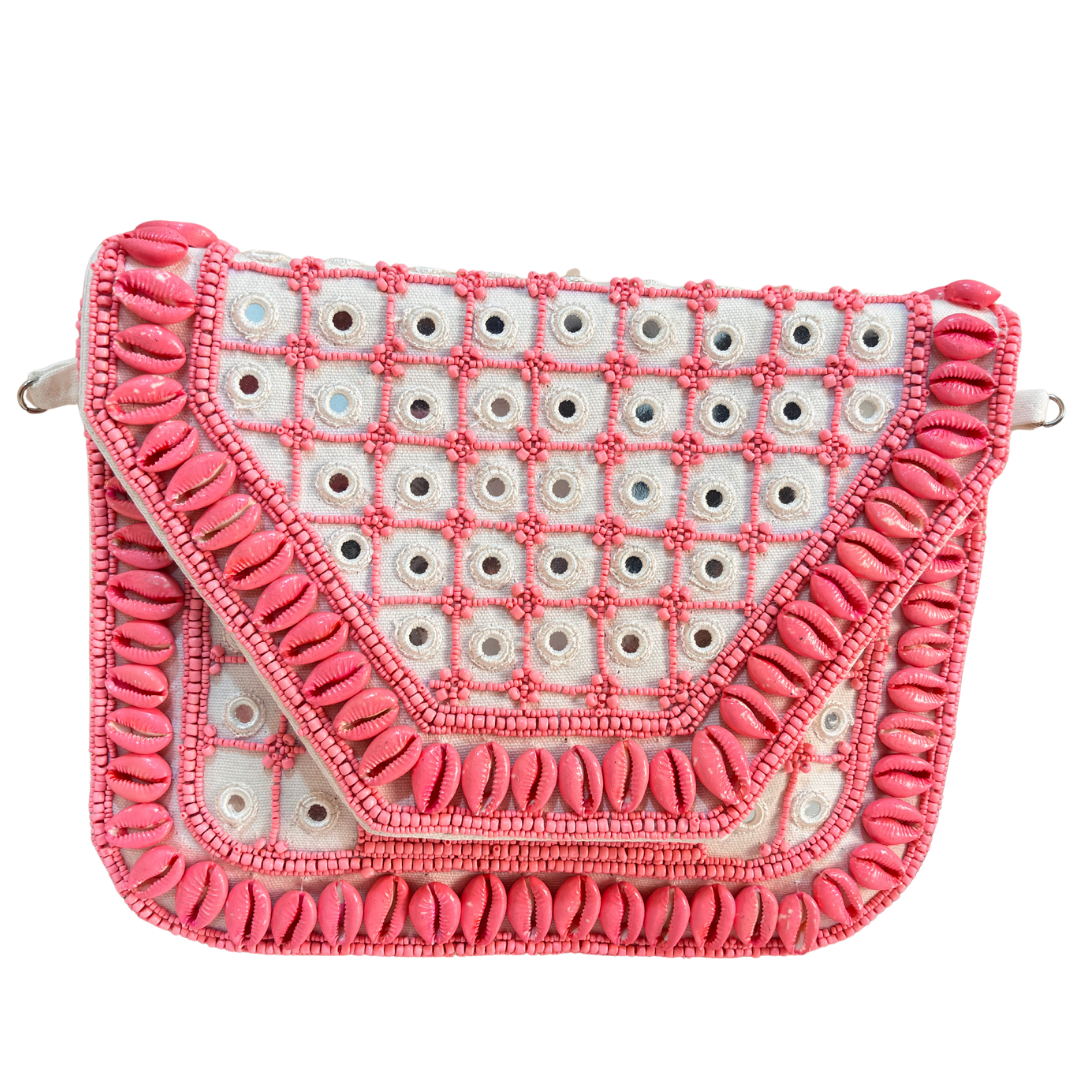 Boho Chic Cotton Crossbody Clutch and Convertible Sling