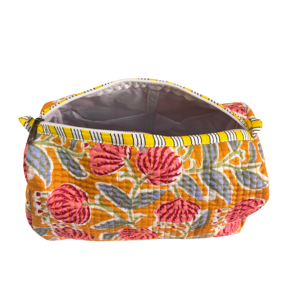 The Alfred Edition Travel Accessory:- Premium Handcrafted Waterproof Quilted Cotton Beauty/Travel Organizer Bag for Men & Women