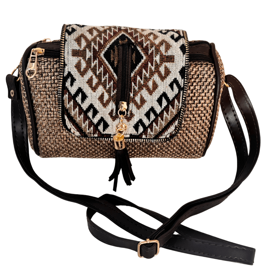 The Saheli Edition:- Women's Tan Brown Jute Sling Bag - The House of RajPadmini